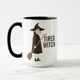 Mug Amusante Halloween Humour noir et blanc sorcière