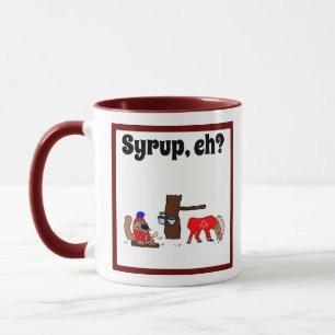 Mug Amusante orignal et castor du Canada avec sirop d'