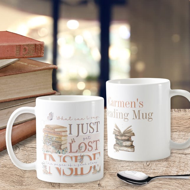 Mug Amusants Floral Bookish Romance Personnalisé Dire (Personalized bookish theme romance book lovers floral lost inside the pages of a good story mugs)