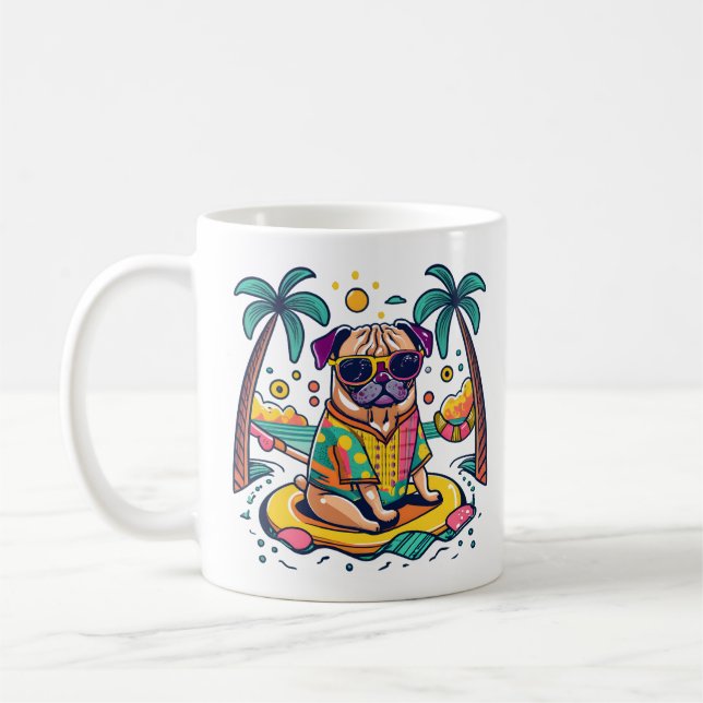 Mug Amusement d'été avec un mignon chien Carlin dans l (Gauche)