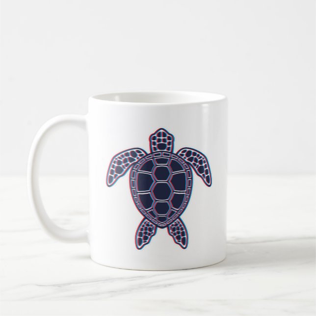Mug Anaglyphe Rouge Et Bleu 3D Effet Glitch Tortue de  (Gauche)