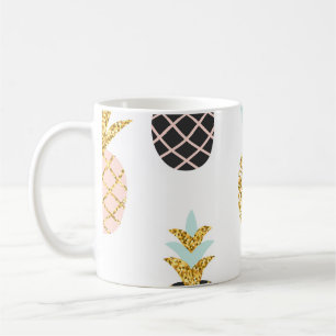 Mug Ananas avec parties scintillant or, motif créatif.