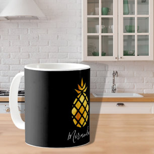 Mug Ananas doré sur nom noir
