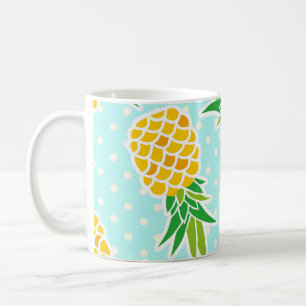 Mug Ananas Exotiques : Polka Bleu-Dot Amusant.