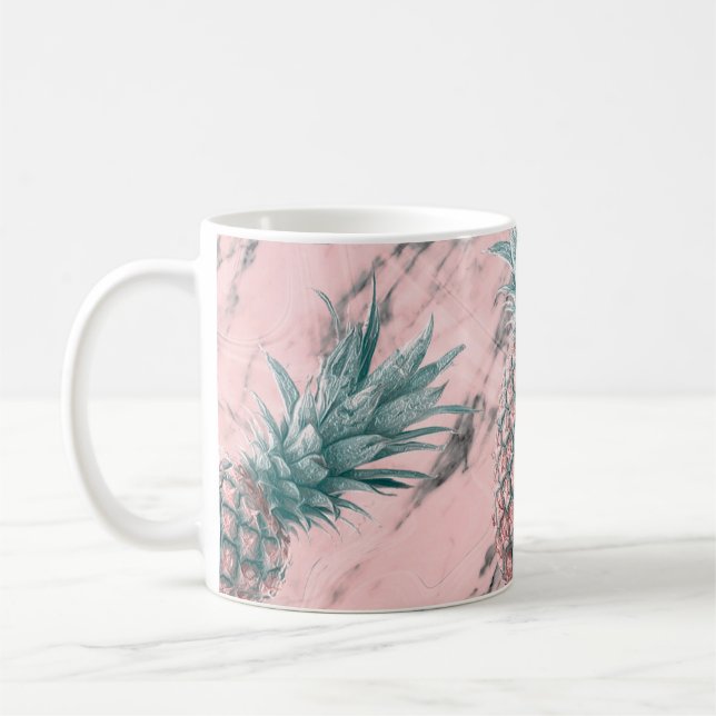 Mug Ananas rose marbre spirale Parti moderne chic (Gauche)