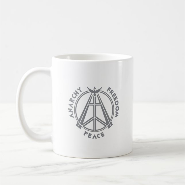 Mug Anarchie, liberté et paix : Symbole d'anarchie mod (Gauche)
