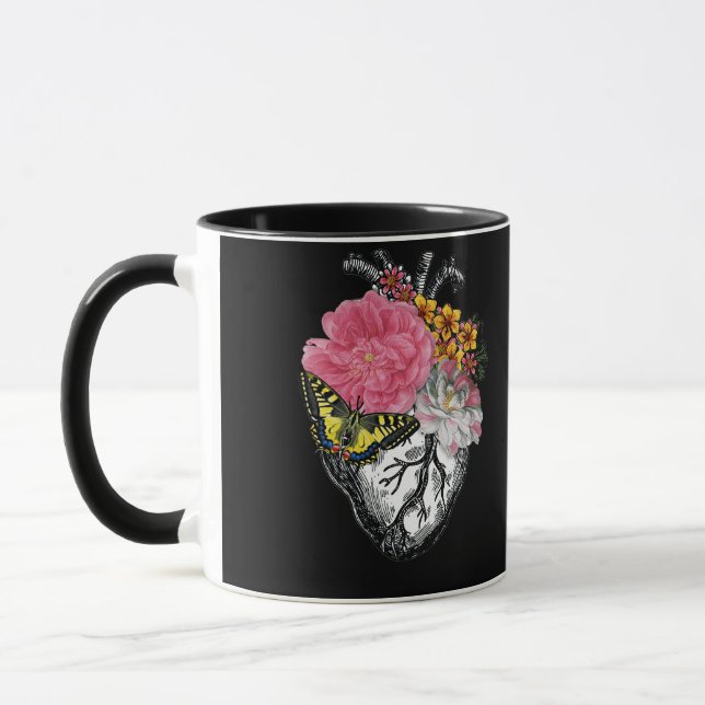 Mug Anatomical Heart And Flowers Show Your Love (Gauche)