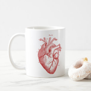 Mug Anatomie du coeur rouge Vintage Imprimer le café 