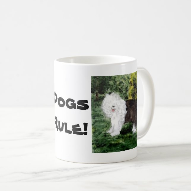 Mug Ancien chien de chien de berger anglais règle pers (Devant droit)