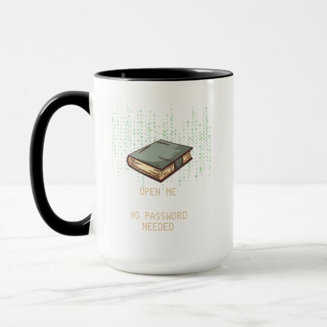 Mug Ancien livre avec devis de code binaire pour Geek  (Gauche)