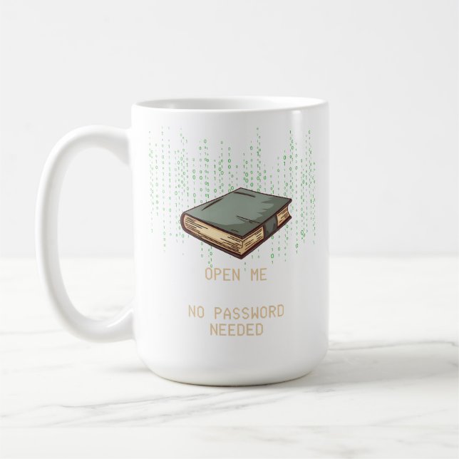 Mug Ancien livre avec devis de code binaire pour Geek  (Gauche)