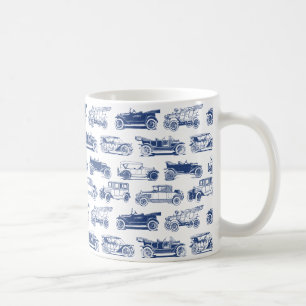 Mug Ancien Motif de voiture Bleu Blanc Vintage
