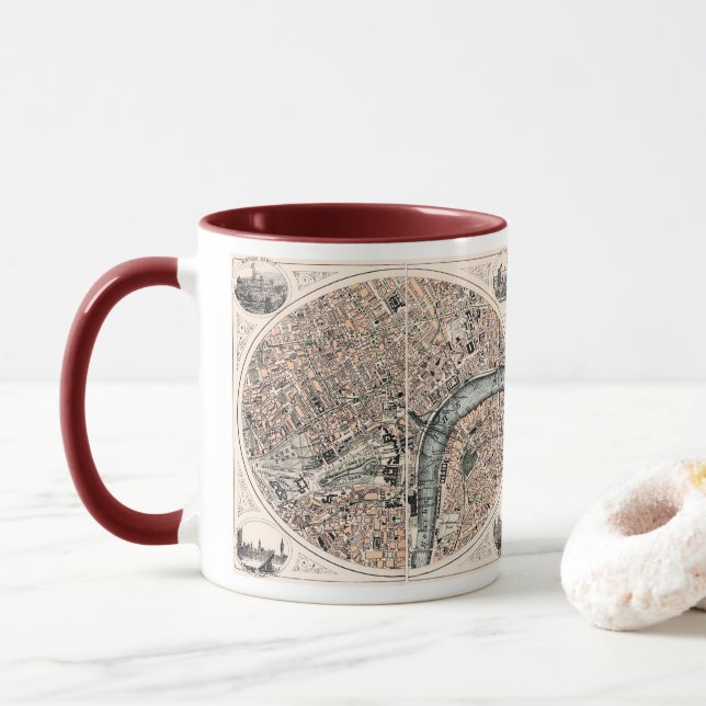 Mug Ancienne carte de Londres Angleterre (Avec donut)