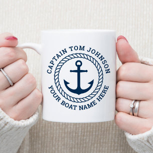 Mug Ancrage et corde du capitaine et du nom du bateau