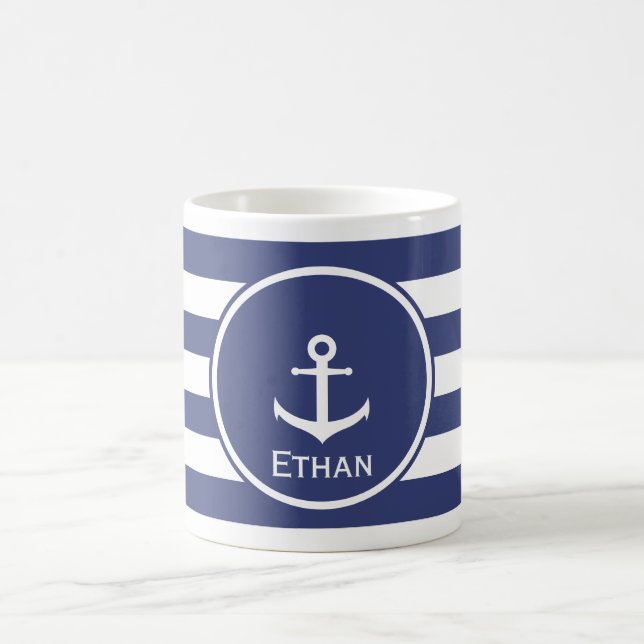 Mug Ancre blanche avec les rayures bleues et blanches (Centre)