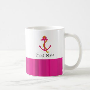 Mug Ancre de bateau rose nautical