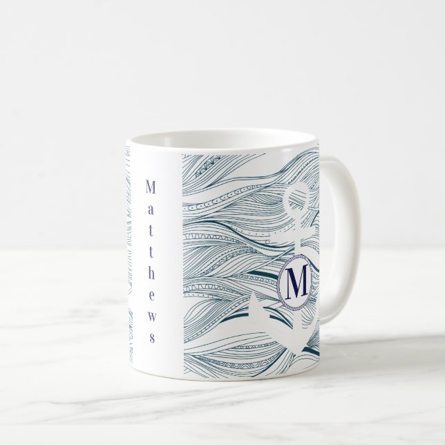 Mug Ancre marine et marine blanche (Devant droit)
