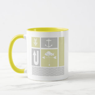 Mug Ancre marine jaune et gris Vane météorologique