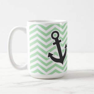 Mug Ancre mignonne sur le rétro Celadon Chevron ;