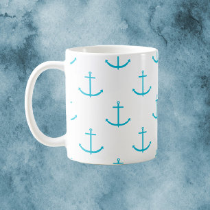 Mug Ancre Motif bleu turquoise