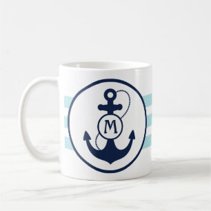 Mug Ancre nautique bleue d'Aqua