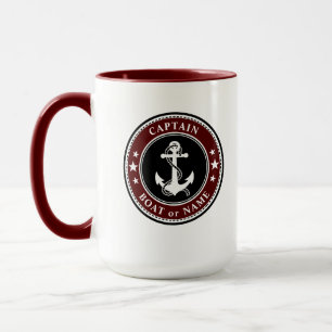 Mug Ancre nautique Capitaine Bateau ou nom Large 2 cô