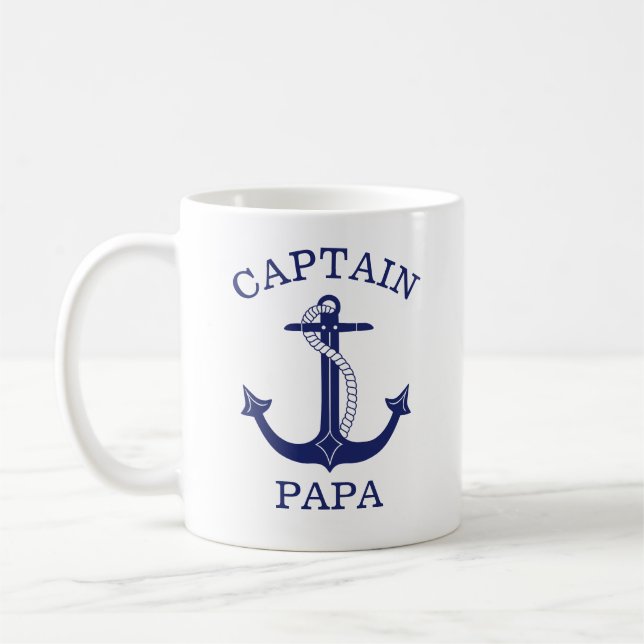 Mug Ancre nautique Capitaine Papa Grand-père (Gauche)