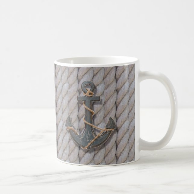 Mug ancre nautique de corde côtière grise de plage (Droite)