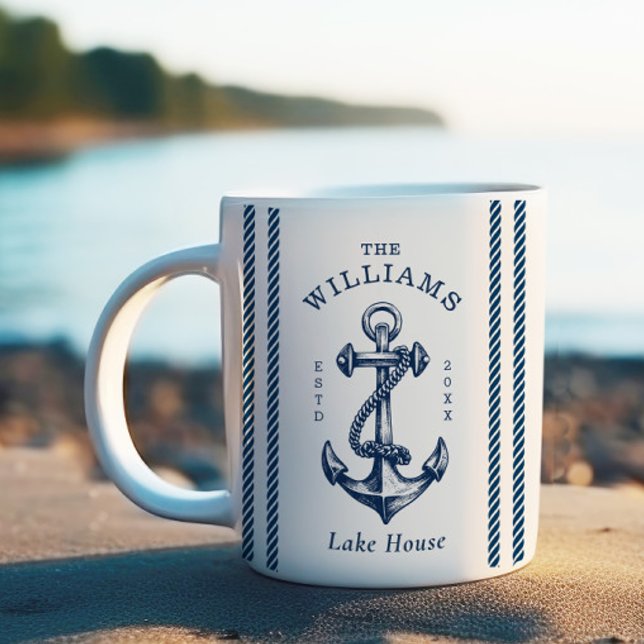 Mug Ancre nautique Maison de lac Marine Bleu (Créateur téléchargé)
