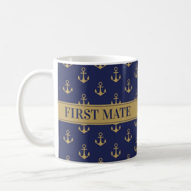 Mug Ancre nautique Marine Blue First Mate (Gauche)