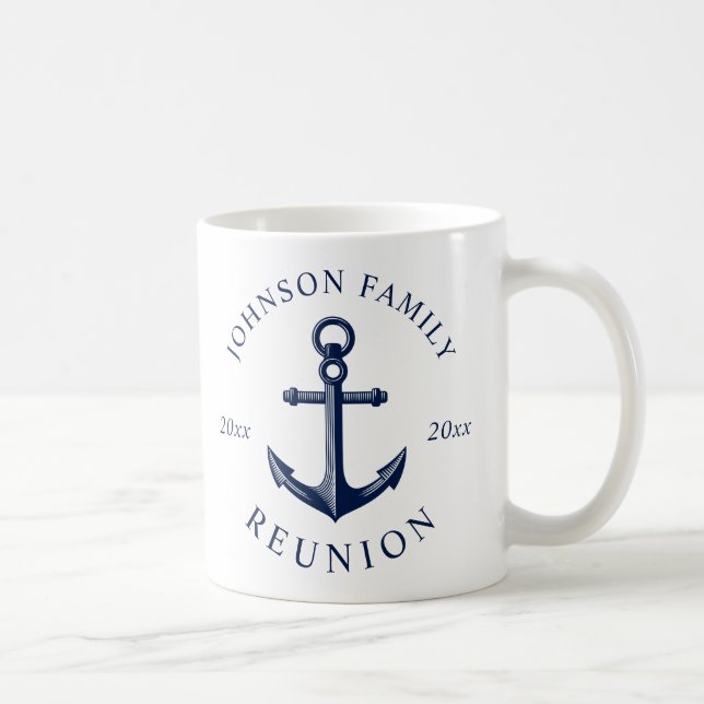 Mug Ancre orientée nautique de la Réunion de famille (Droite)