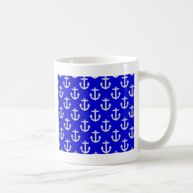 Mug Ancres blanches sur Arrière - plan bleu (Droite)