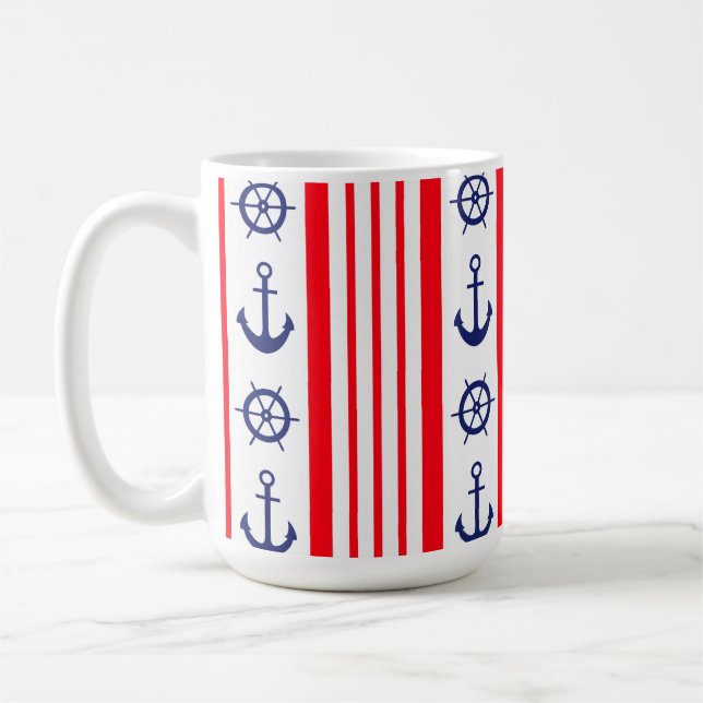 Mug Ancres nautiques rouges et bleues Voilier (Gauche)