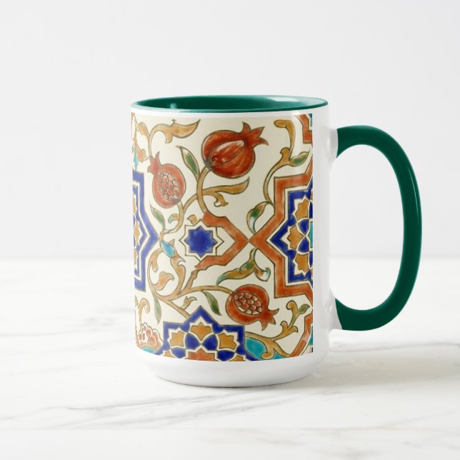 Mug Andalusian Pomegranate & Blue Star Geometric Tile  (Droite)