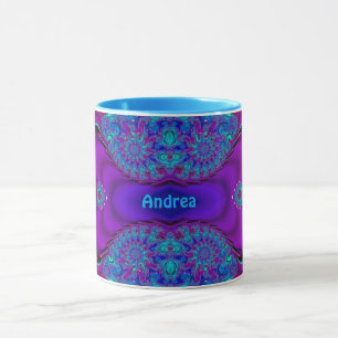 Mug ANDREA ~ Zany 3D ~ Musique bleue, verte et violett
