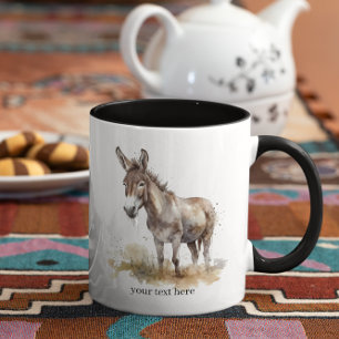 Mug âne debout dans une prairie personnalisable