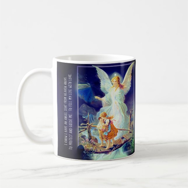 Mug Ange gardien, enfants et pont avec le poème (Gauche)