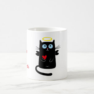 Mug Ange mignon de chat avec le nom personnalisé par