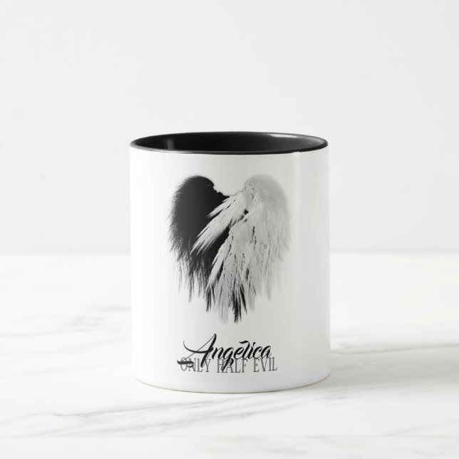 Mug ANGEL AILES COEUR Noir+Blanc Seulement mi-mal Funn (Centre)