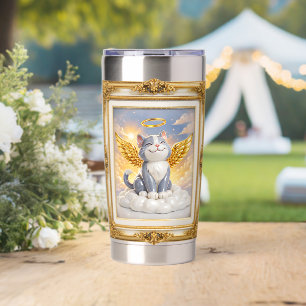 Mug Angel Cat in Ornate Gold Frame Insulated Tumbler