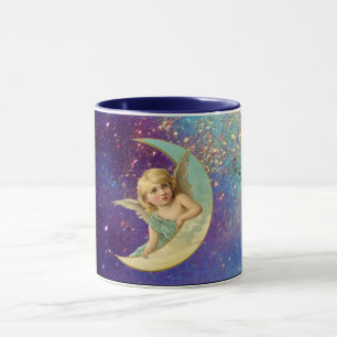 MUG ANGEL LUNE EN PARKLES JAUNES BLEU