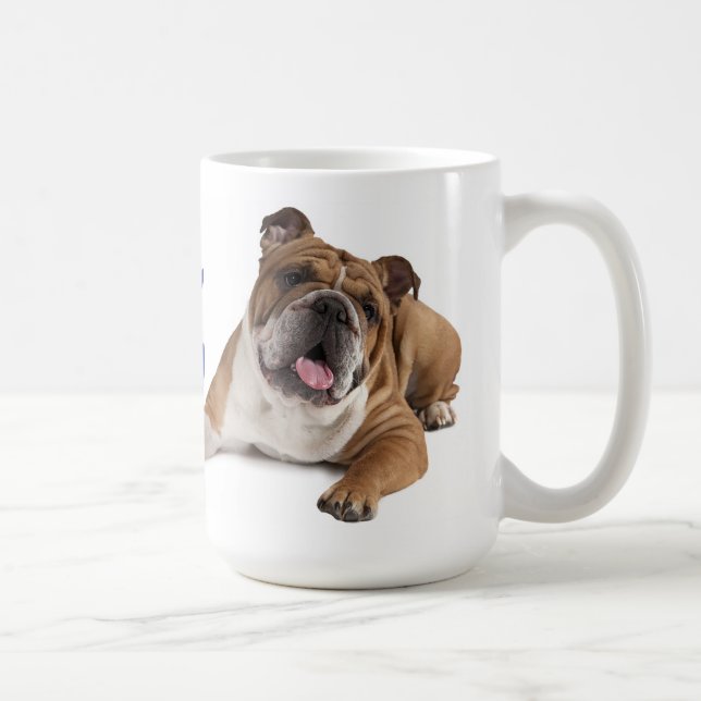 Mug Anglais Bulldog Puppy Dog Blue Love Hearts (Droite)