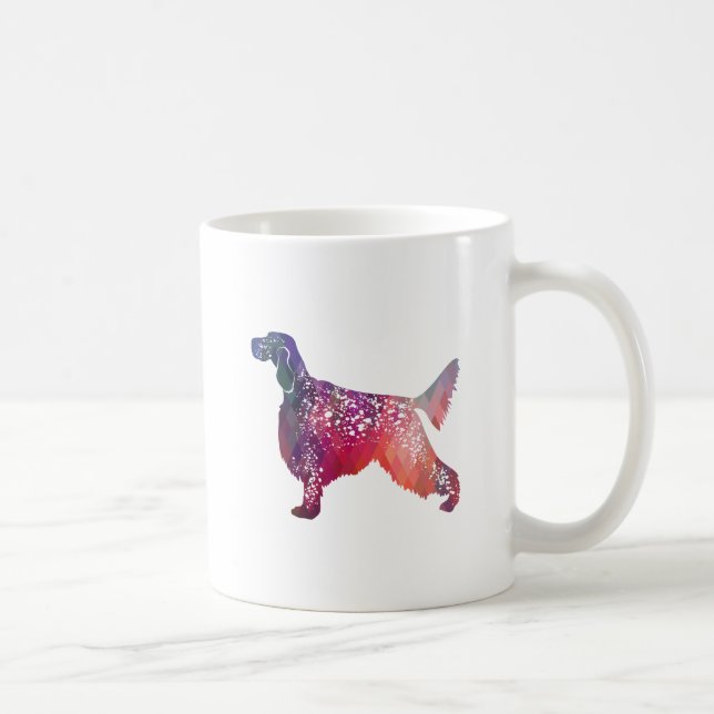 Mug Anglais Setter Chien Silhouette géométrique - Rose (Droite)