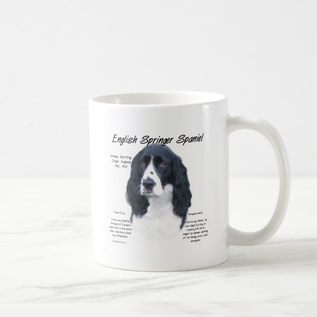 Mug Anglais Springer Spaniel (noir) Histoire Design (Droite)
