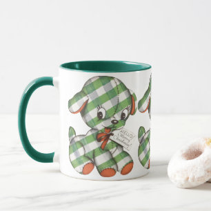 Mug Animal en peluche chien vintage Noël Gingham