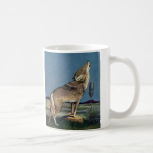 Mug Animal sauvage Vintage, hurlement de loup sur la l