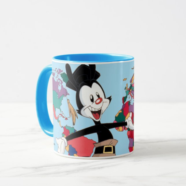 Mug Animaniacs | Graphique de la carte du monde de Yak (Devant gauche)