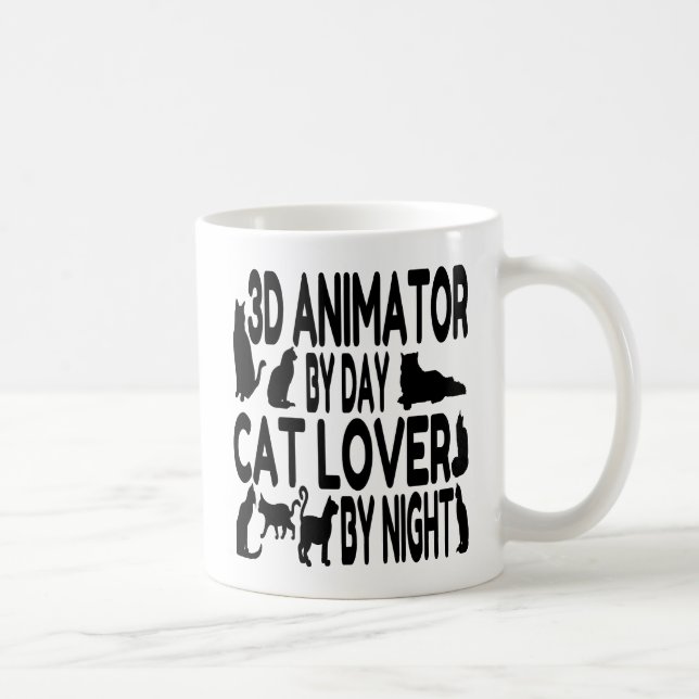 Mug Animateur 3D Aime les Chats (Droite)
