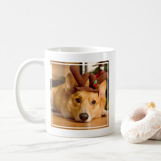 Mug Animaux de bébés cutest | Corgi Christmas Reindeer (Avec donut)