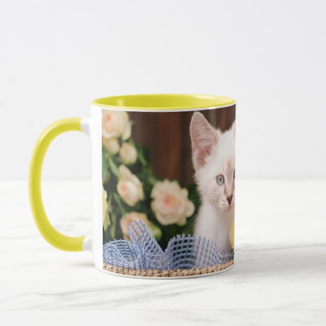 Mug Animaux de bébés cutest | Roses chats et jaunes (Gauche)